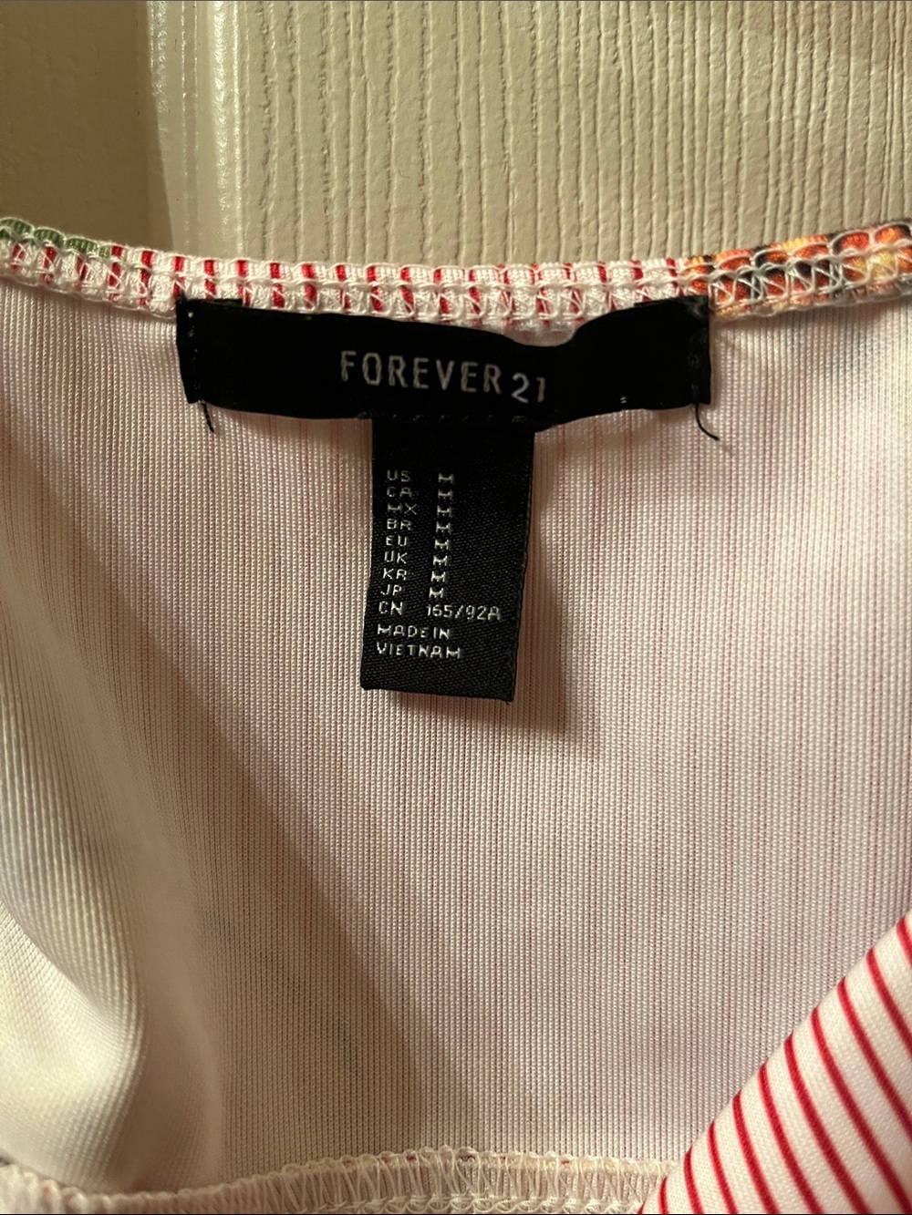Forever 21 Hot Pink Striped Pineapple Peplum Crop Top - Picture 4 of 4